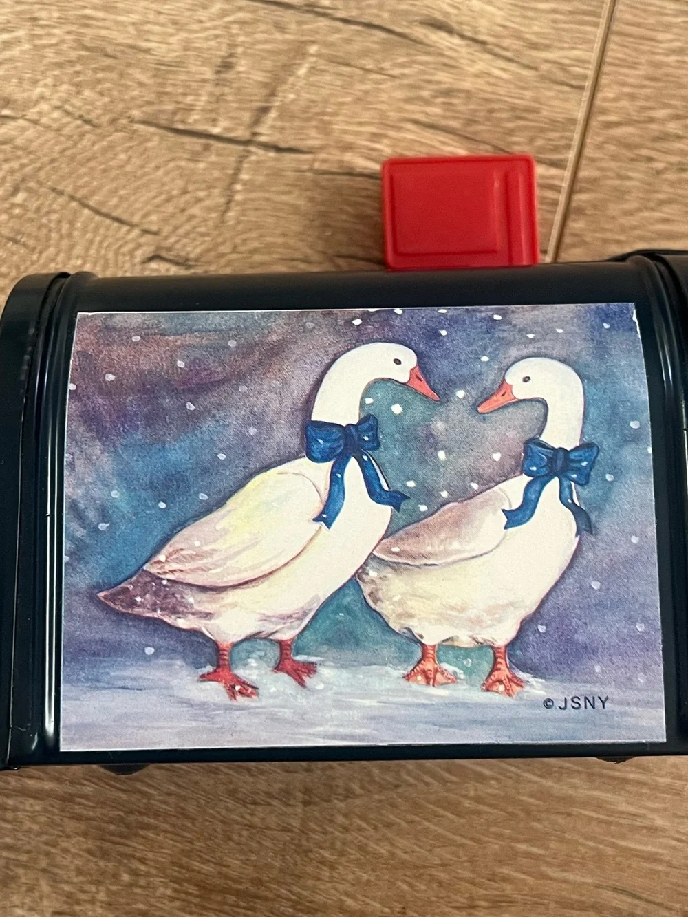 vintage miniature tin geese mailbox